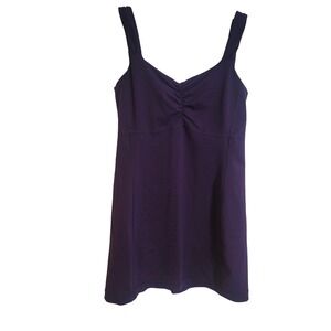 Lululemon Purple Ruched Babydoll V-Neck Athletic Tank Top with Shelf Bra Size 6